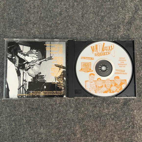VIOLENT SOCIETY 1995 Not Enjoyin' It ORANGE TEXT CD Mother Box Records PA Punk - Picture 2 of 5
